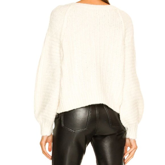 Free People Size S Carter Pullover Sweater Color Ivory MSRP $98 - Picture 2 of 13